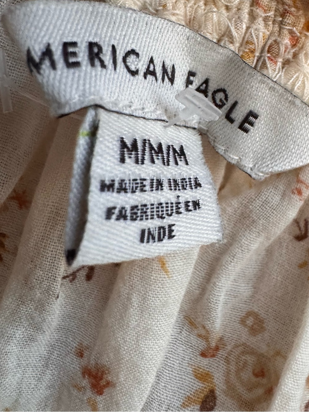 American Eagle Outfitters Cream Floral Tiered Ruffle Short Romper with 3/4 sleev - Picture 5 of 10
